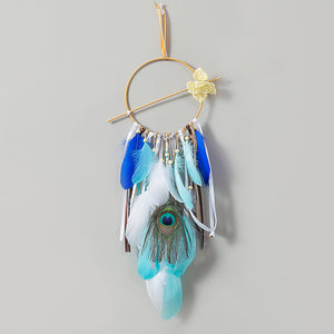 Ins Nordic Home Decor Wall Hanging Peacock Featcher  Dream Catcher for Living Room