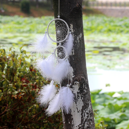 Artilady white feather dream catcher