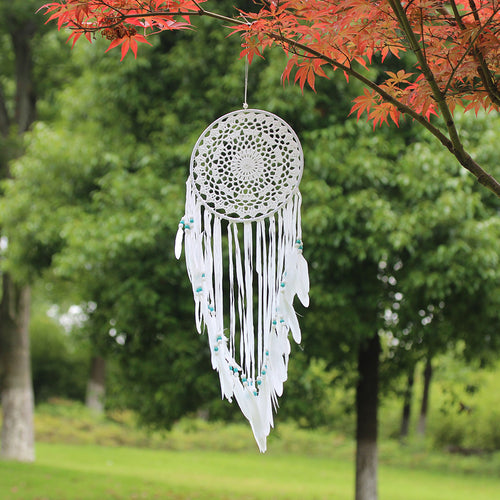 Artilady white feather dream catcher