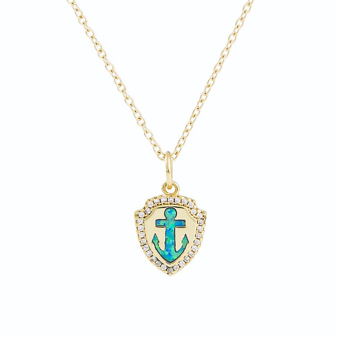 Artilady Women Opal Anchor Necklace