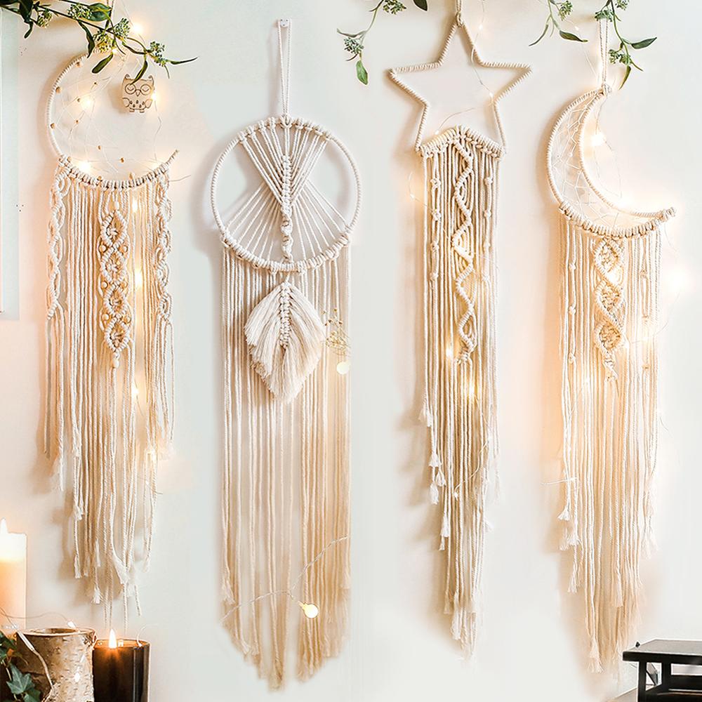 Atilady  Moon and Star Leaf Macrame Wall Hanging